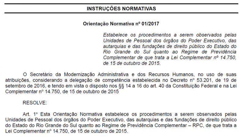 Orientação Normativa nº 01 2017